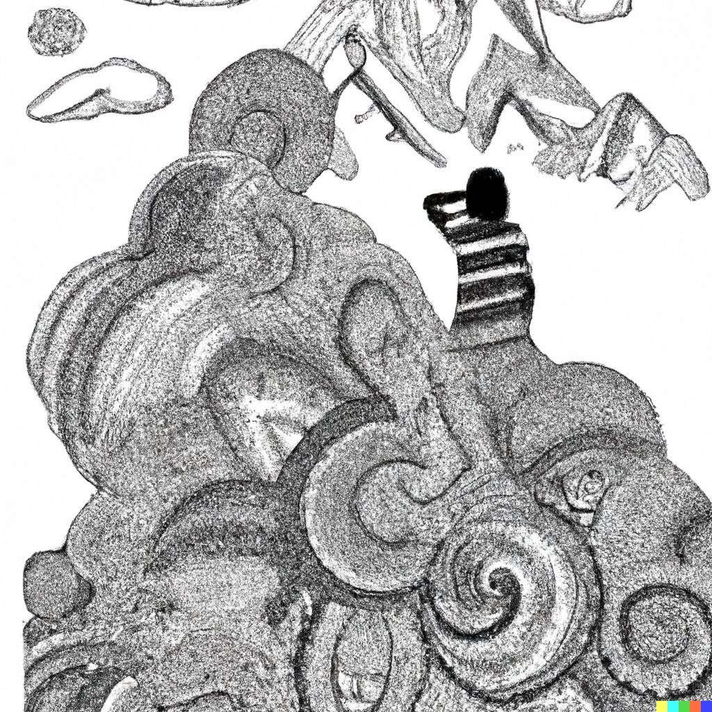 someone gazing at Mount Everest, zentangle drawing